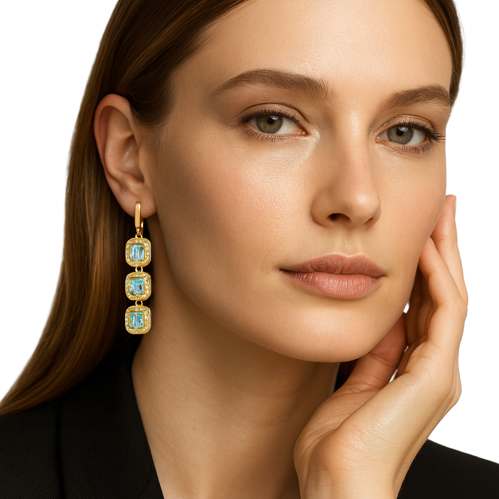IMPERARI CHROMA – AQUAMARINE EARRINGS YELLOW GOLD