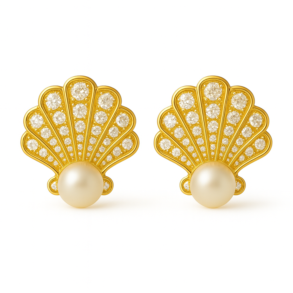 IMPERARI MARE – PEARL DIAMOND EARRINGS YELLOW GOLD