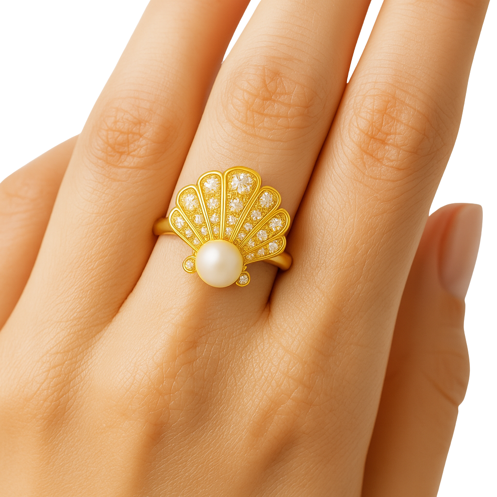 IMPERARI MARE – PEARL DIAMOND RING YELLOW GOLD
